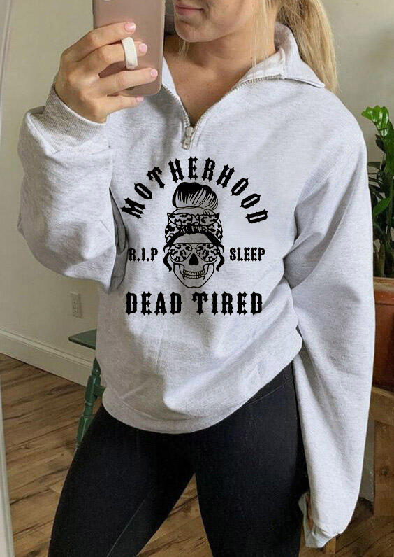 Sweatshirts Halloween Skull Leopard Motherhood Zipper Collar Sweatshirt in Light Grey. Size
Sweatshirts Halloween Skull Leopard Motherhood Zipper Collar Sweatshirt in Light Grey. Size