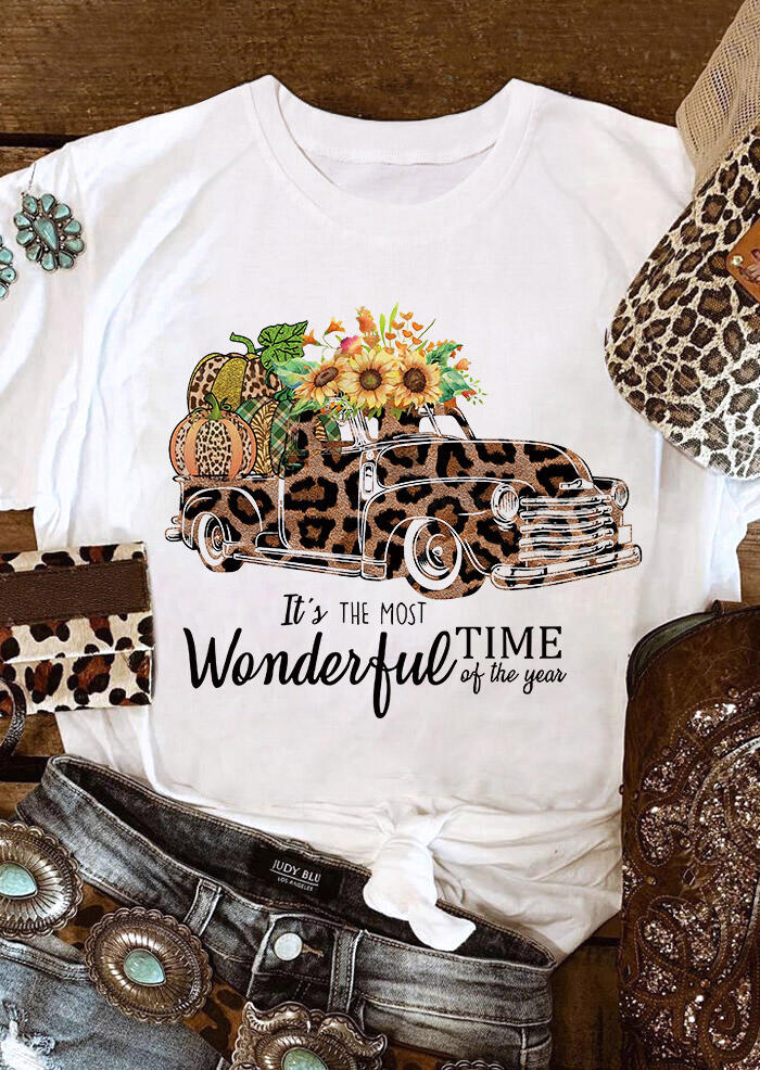 Thanksgiving Leopard Pumpkin Car Sunflower Letter Graphic T-Shirt Tee - White, 482412
Thanksgiving Leopard Pumpkin Car Sunflower Letter Graphic T-Shirt Tee - White, 482412