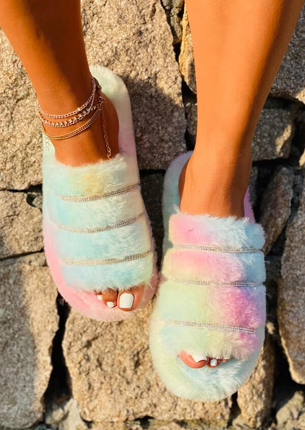 Slippers Tie Dye Rhinestone Fur Flat Slippers in Multicolor. Size: ,38,39,40,41
Slippers Tie Dye Rhinestone Fur Flat Slippers in Multicolor. Size: ,38,39,40,41