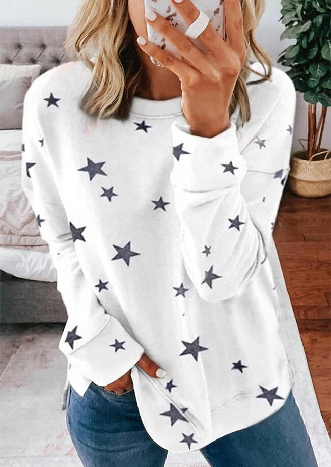Star O-Neck Pullover Sweatshirt - White, 483292
Star O-Neck Pullover Sweatshirt - White, 483292