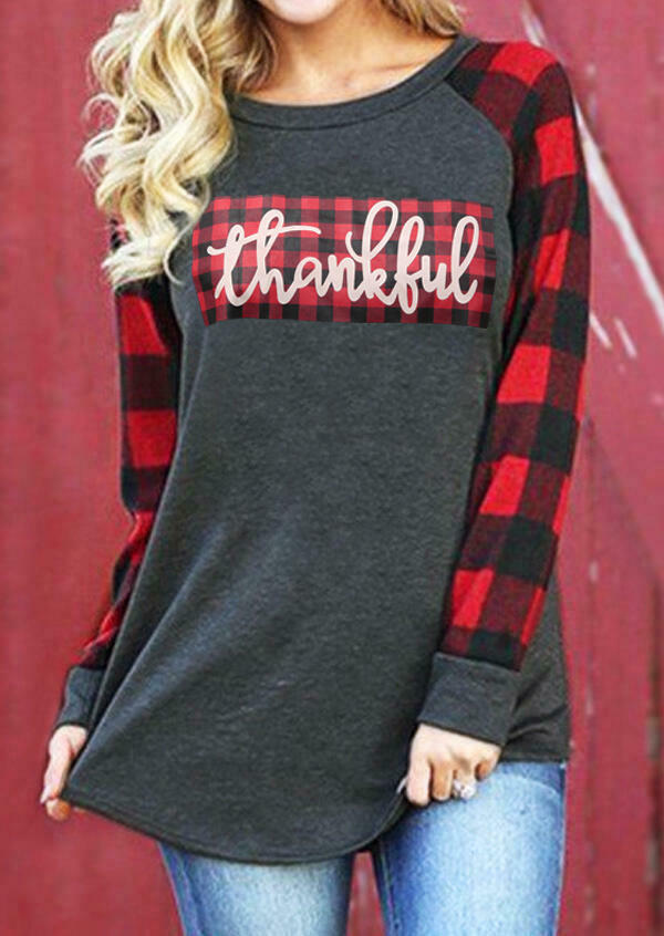 Tees T-shirts Thankful Buffalo Plaid Long Sleeve T-Shirt Tee in Dark Grey. Size
Tees T-shirts Thankful Buffalo Plaid Long Sleeve T-Shirt Tee in Dark Grey. Size