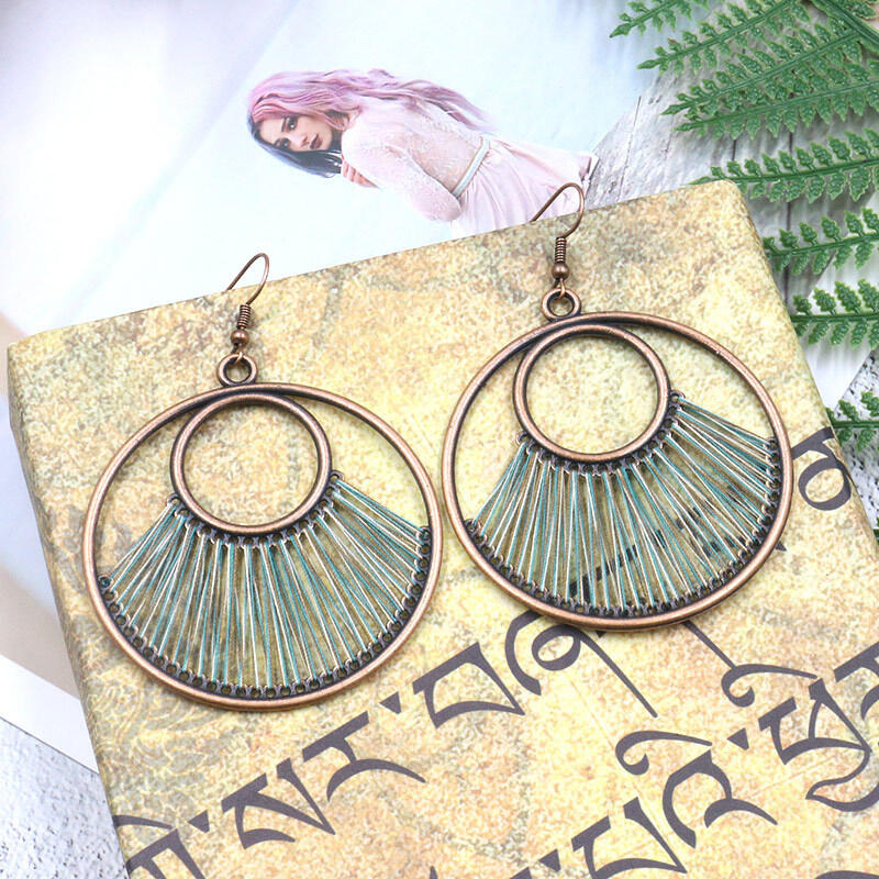 Earrings Vintage Hollow Out Circle Tassel Earrings in Army Green,Lake Blue. Size
Earrings Vintage Hollow Out Circle Tassel Earrings in Army Green,Lake Blue. Size