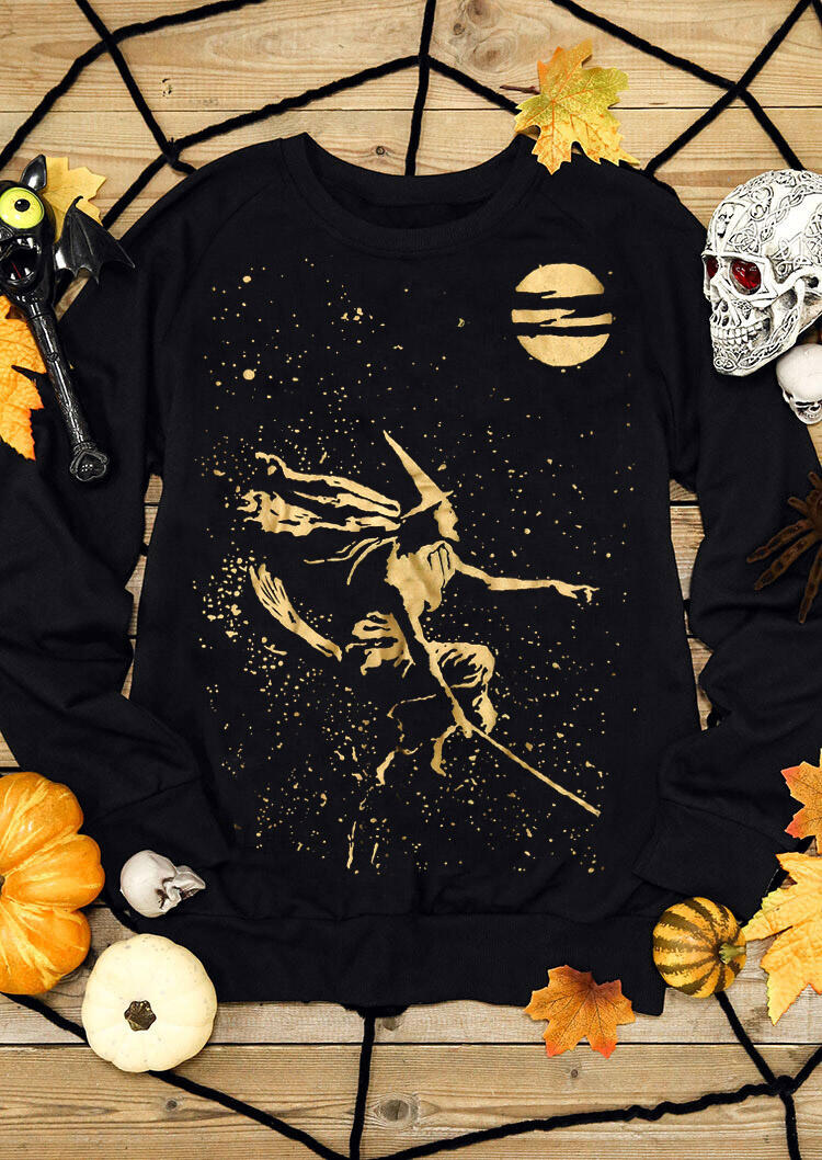 Sweatshirts Halloween Flying Witch O-Neck Pullover Sweatshirt in Black. Size
Sweatshirts Halloween Flying Witch O-Neck Pullover Sweatshirt in Black. Size