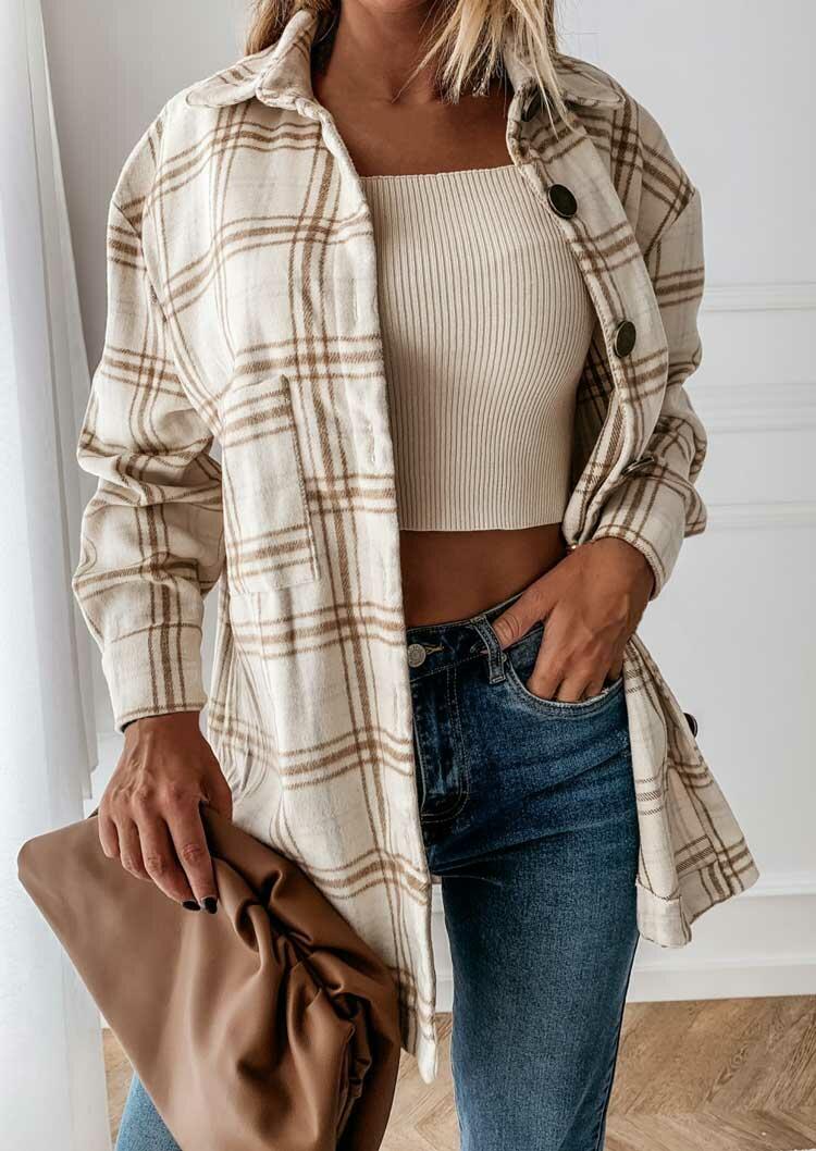 Plaid Splicing Button Pocket Turn-Down Collar Shirt, 486234
Plaid Splicing Button Pocket Turn-Down Collar Shirt, 486234