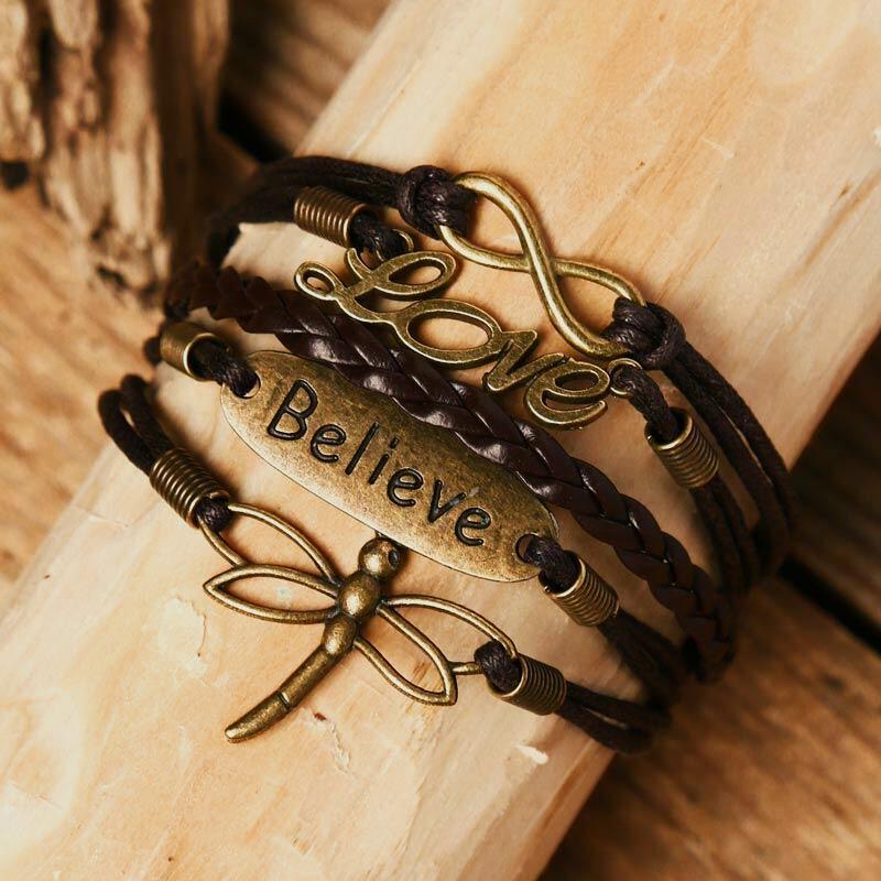 Love Believe Hollow Out Dragonfly Multi-Layered Braided Bracelet, Dark brown, 486465
Love Believe Hollow Out Dragonfly Multi-Layered Braided Bracelet, Dark brown, 486465