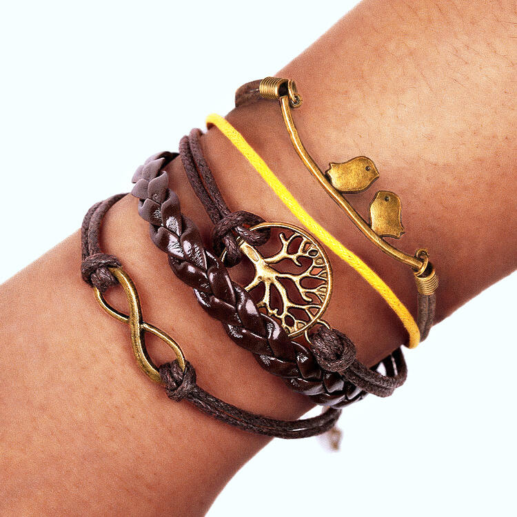 Bracelet Vintage Hollow Out Tree Bird Multi-Layered Braided Bracelet in Dark Brown. Size
Bracelet Vintage Hollow Out Tree Bird Multi-Layered Braided Bracelet in Dark Brown. Size