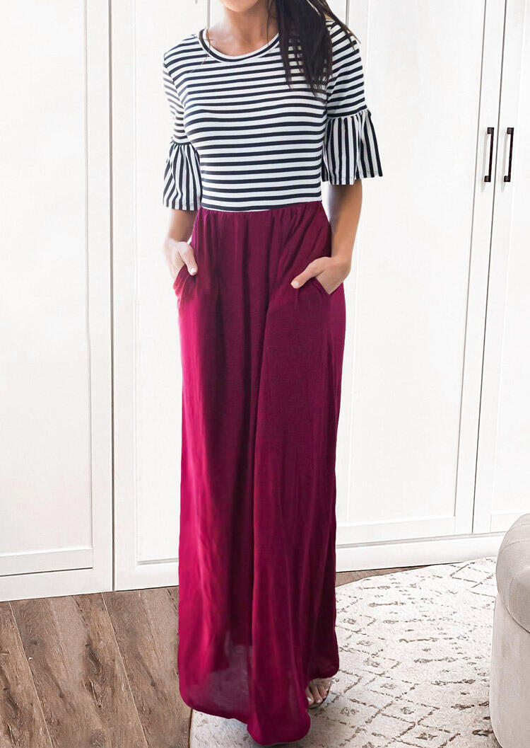 Maxi Dresses Striped Ruffled Splicing Pocket O-Neck Maxi Dress in Stripe. Size: ,L
Maxi Dresses Striped Ruffled Splicing Pocket O-Neck Maxi Dress in Stripe. Size: ,L