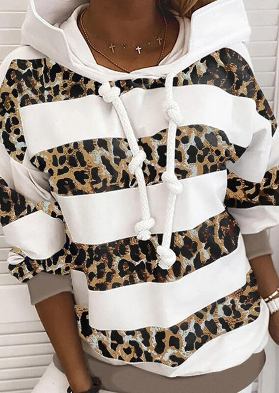 Hoodies Leopard Striped Splicing Drawstring Pullover Hoodie in Multicolor. Size: S,M,,XL
Hoodies Leopard Striped Splicing Drawstring Pullover Hoodie in Multicolor. Size: S,M,,XL