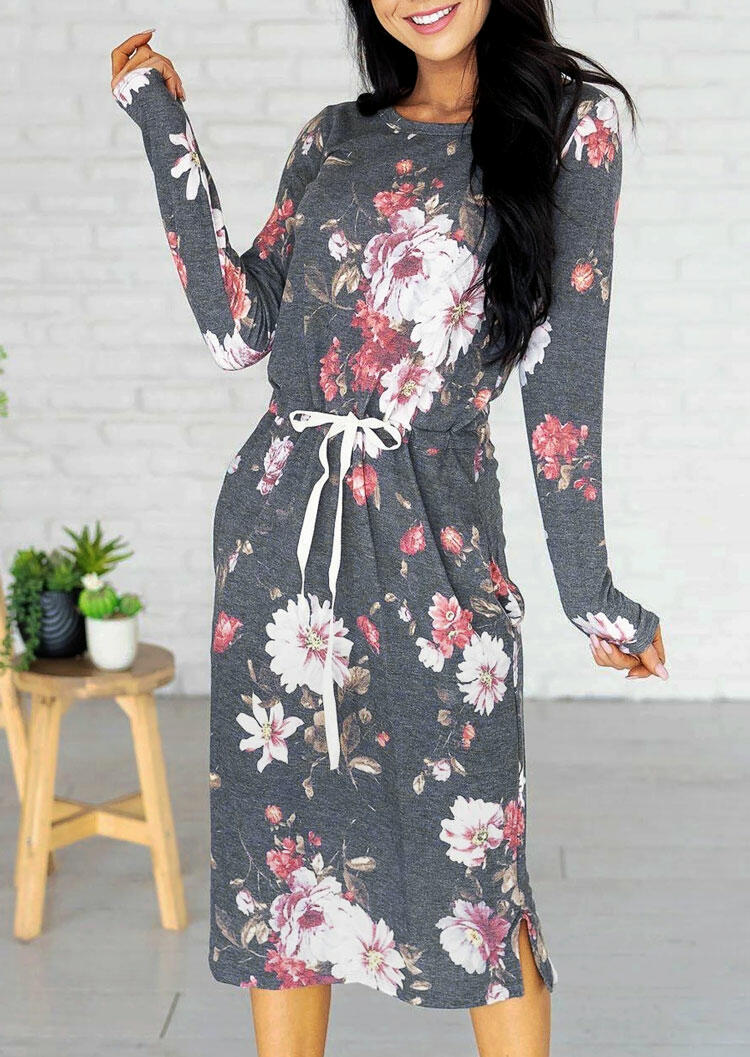 Casual Dresses Floral Drawstring Elastic Waist Pocket Slit Casual Dress in Gray. Size
Casual Dresses Floral Drawstring Elastic Waist Pocket Slit Casual Dress in Gray. Size