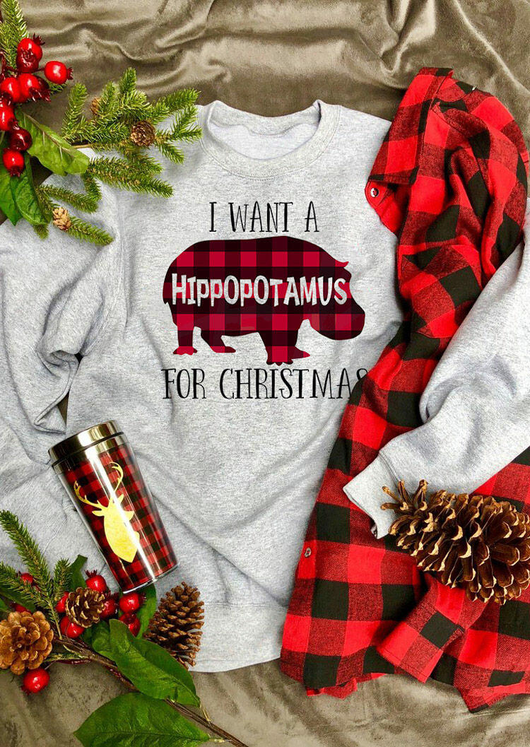 Sweatshirts I Want A Plaid Hippopotamus For Christmas Sweatshirt in Light Grey. Size
Sweatshirts I Want A Plaid Hippopotamus For Christmas Sweatshirt in Light Grey. Size