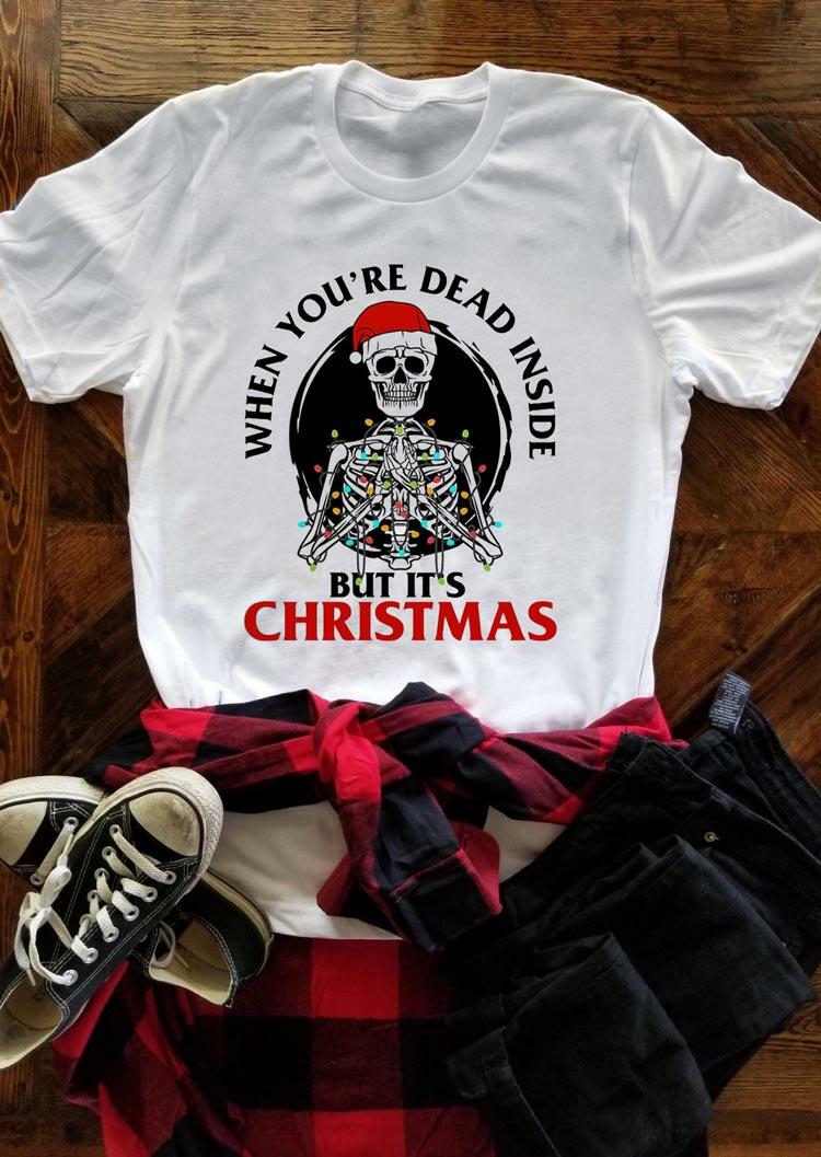 Tees T-shirts Christmas Skeleton When You're Dead Inside T-Shirt Tee in White. Size: S,M,,XL
Tees T-shirts Christmas Skeleton When You're Dead Inside T-Shirt Tee in White. Size: S,M,,XL