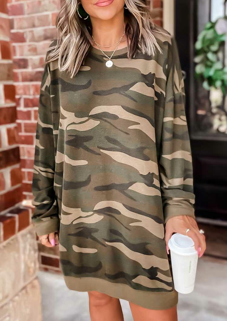 Mini Dresses Camouflage Long Sleeve Loose Mini Sweatshirt Dress in Camouflage. Size
Mini Dresses Camouflage Long Sleeve Loose Mini Sweatshirt Dress in Camouflage. Size