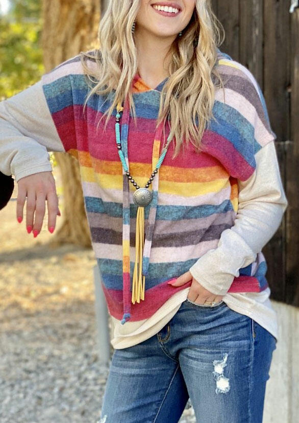 Hoodies Colorful Striped Drawstring Pullover Hoodie without Necklace in Multicolor. Size: S
Hoodies Colorful Striped Drawstring Pullover Hoodie without Necklace in Multicolor. Size: S