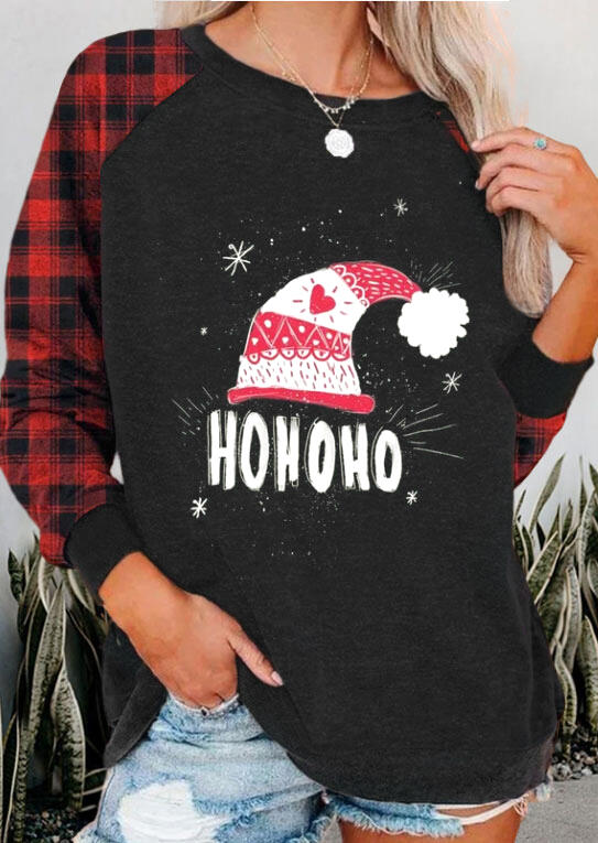Sweatshirts Hat Ho Ho Ho Plaid Raglan Sleeve Sweatshirt in Dark Grey. Size: ,M,L
Sweatshirts Hat Ho Ho Ho Plaid Raglan Sleeve Sweatshirt in Dark Grey. Size: ,M,L