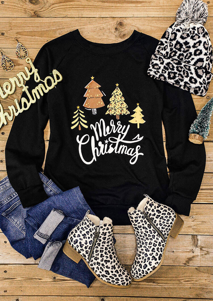 Sweatshirts Merry Christmas Tree Leopard Pullover Sweatshirt in Black. Size
Sweatshirts Merry Christmas Tree Leopard Pullover Sweatshirt in Black. Size