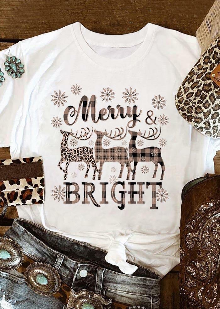 Christmas Snowflake Leopard Plaid Reindeer Merry & Bright T-Shirt Tee - White, 489059
Christmas Snowflake Leopard Plaid Reindeer Merry & Bright T-Shirt Tee - White, 489059