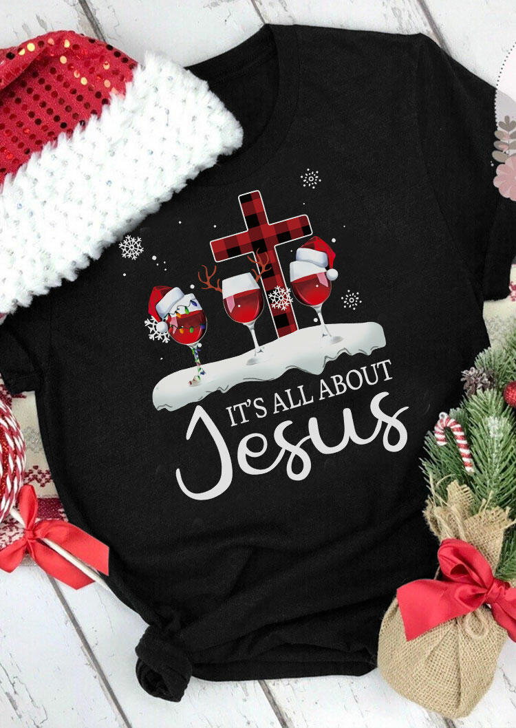T-shirts Tees Christmas Wine It' All About Jesus Plaid Cross T-Shirt Tee in Black. Size: ,M
T-shirts Tees Christmas Wine It' All About Jesus Plaid Cross T-Shirt Tee in Black. Size: ,M
