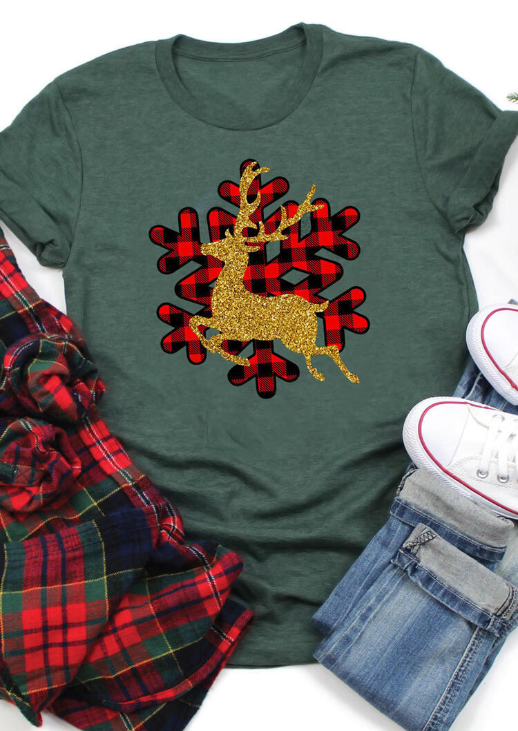 Tees T-shirts Christmas Plaid Snowflake Reindeer T-Shirt Tee in Green. Size: S,M,,XL
Tees T-shirts Christmas Plaid Snowflake Reindeer T-Shirt Tee in Green. Size: S,M,,XL