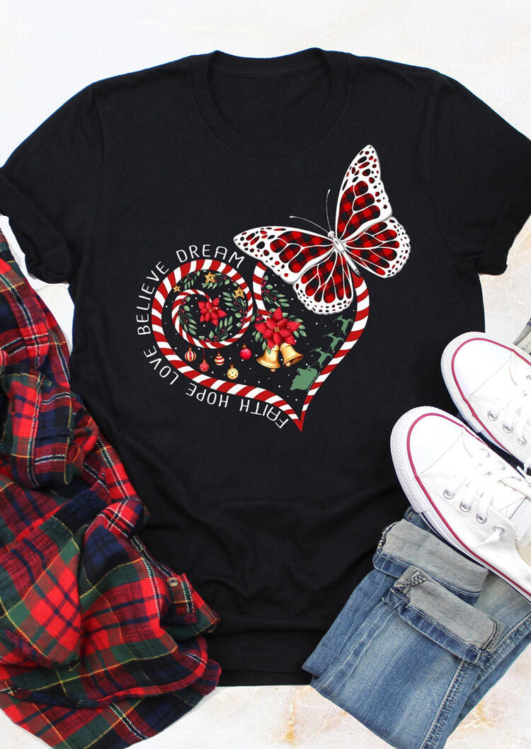 Tees T-shirts Heart Plaid Butterfly Faith Hope Love Believe Dream T-Shirt Tee in Black. Size
Tees T-shirts Heart Plaid Butterfly Faith Hope Love Believe Dream T-Shirt Tee in Black. Size