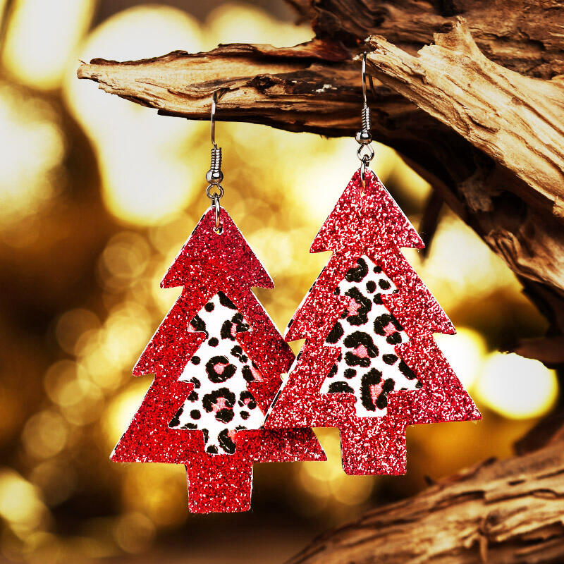 Earrings Leopard Plaid Sequined Hollow Out Christmas Tree Drop Earrings in Green. Size
Earrings Leopard Plaid Sequined Hollow Out Christmas Tree Drop Earrings in Green. Size