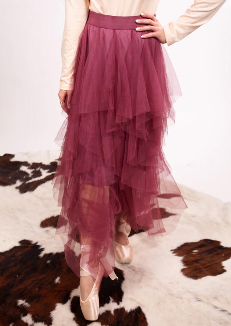Skirts Asymmetric Mesh Splicing Elastic Waist Long Skirt in Rose Red. Size: S,M,,XL
Skirts Asymmetric Mesh Splicing Elastic Waist Long Skirt in Rose Red. Size: S,M,,XL
