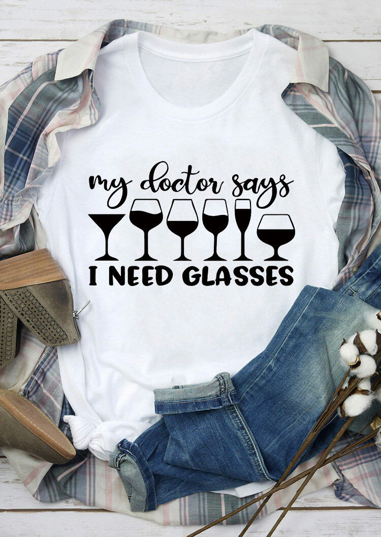T-shirts Tees My Doctor Says I Need Glasses Drink T-Shirt Tee in White. Size: ,M,L,XL
T-shirts Tees My Doctor Says I Need Glasses Drink T-Shirt Tee in White. Size: ,M,L,XL