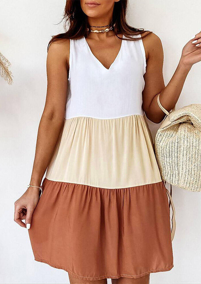 Mini Dresses Color Block Ruffled Sleeveless V-Neck Mini Dress without Belt in Multicolor. Size: ,L
Mini Dresses Color Block Ruffled Sleeveless V-Neck Mini Dress without Belt in Multicolor. Size: ,L