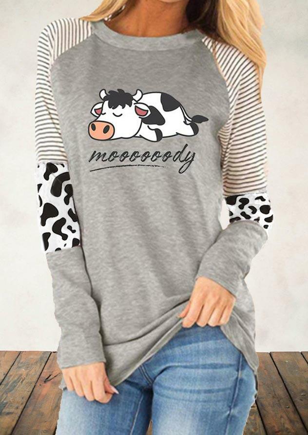 Blouses Cow Striped Splicing Moooooody Raglan Sleeve Blouse in Light Grey. Size: ,M
Blouses Cow Striped Splicing Moooooody Raglan Sleeve Blouse in Light Grey. Size: ,M