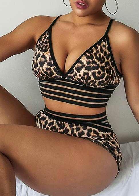 Bikini Sets Leopard Striped High Waist Tie Halter Bikini Set in Leopard. Size: ,M,L
Bikini Sets Leopard Striped High Waist Tie Halter Bikini Set in Leopard. Size: ,M,L