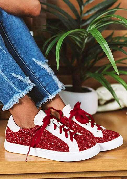 Sneakers Bright Glitter Lace Up Round Toe Sneakers in Burgundy. Size: ,38,39,40,41
Sneakers Bright Glitter Lace Up Round Toe Sneakers in Burgundy. Size: ,38,39,40,41