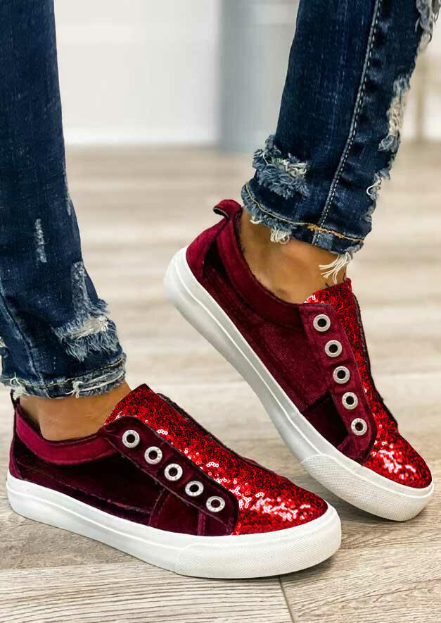 Sneakers Sequined Splicing Slip On Round Toe Flat Sneakers in Red. Size: ,38,39,40,41
Sneakers Sequined Splicing Slip On Round Toe Flat Sneakers in Red. Size: ,38,39,40,41