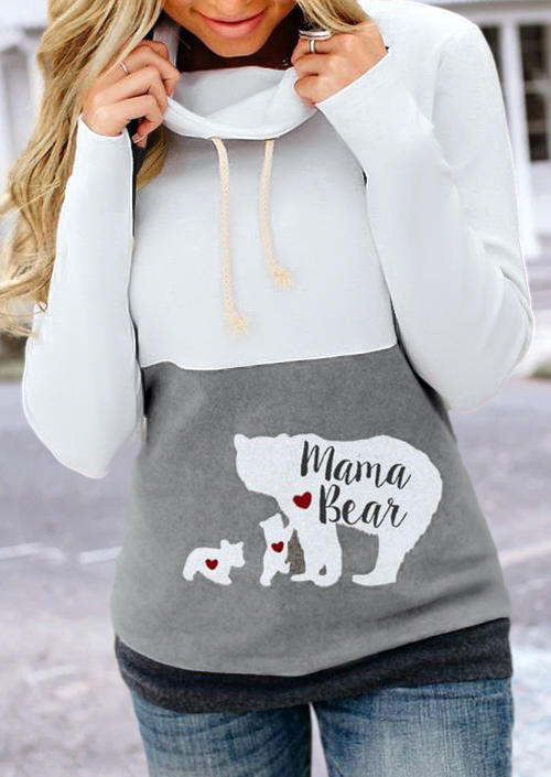 Sweatshirts Mama Bear Color Block Drawstring Cowl Neck Sweatshirt in White. Size: S,M,,XL
Sweatshirts Mama Bear Color Block Drawstring Cowl Neck Sweatshirt in White. Size: S,M,,XL