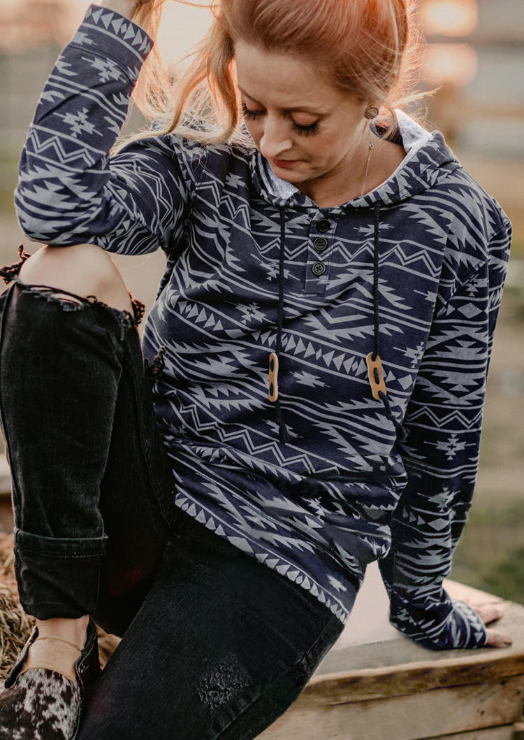 Hoodies Aztec Geometric Western Pocket Button Pullover Hoodie in Deep Blue. Size: ,L
Hoodies Aztec Geometric Western Pocket Button Pullover Hoodie in Deep Blue. Size: ,L