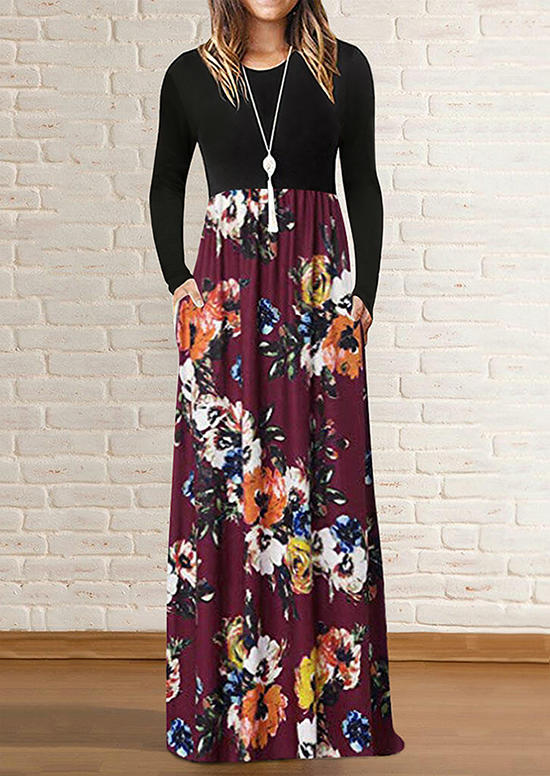 Maxi Dresses Floral Splicing Ruffled Pocket Elastic Waist Maxi Dress in Black. Size
Maxi Dresses Floral Splicing Ruffled Pocket Elastic Waist Maxi Dress in Black. Size