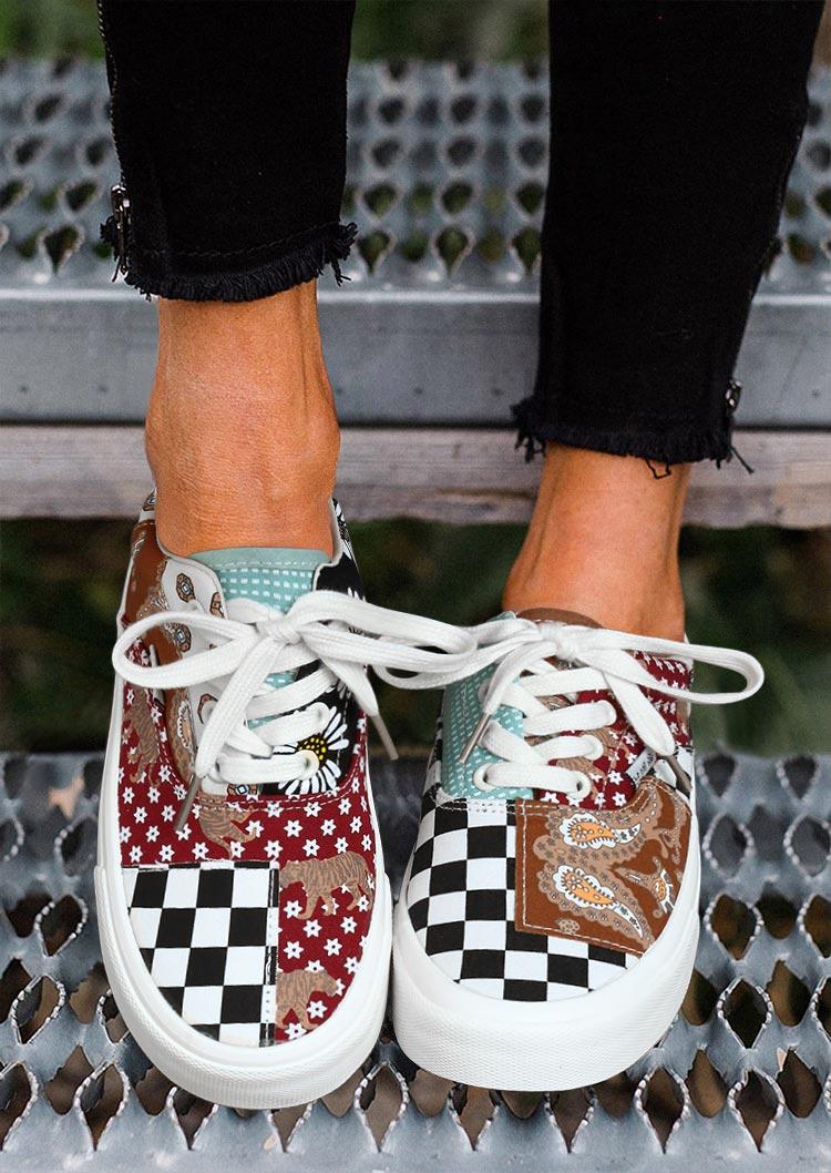 Sneakers Western Plaid Daisy Animal Lace Up Sneakers in Multicolor. Size
Sneakers Western Plaid Daisy Animal Lace Up Sneakers in Multicolor. Size