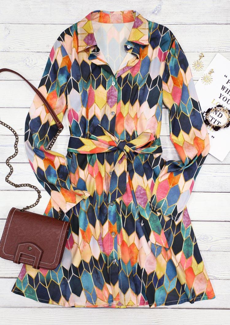 Mini Dresses Colorful Geometric Button Long Sleeve V-Neck Shirt Dress in Multicolor. Size
Mini Dresses Colorful Geometric Button Long Sleeve V-Neck Shirt Dress in Multicolor. Size