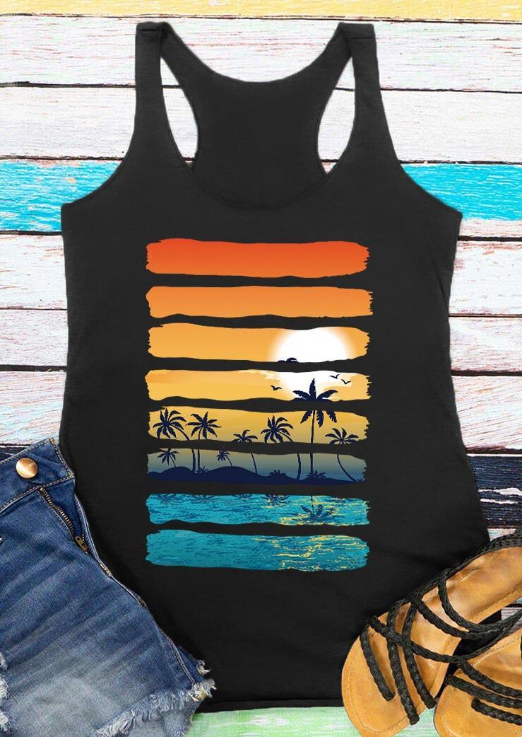 Tank Tops Beach Sunset Landscape Striped Racerback Casual Tank Top in Black. Size
Tank Tops Beach Sunset Landscape Striped Racerback Casual Tank Top in Black. Size