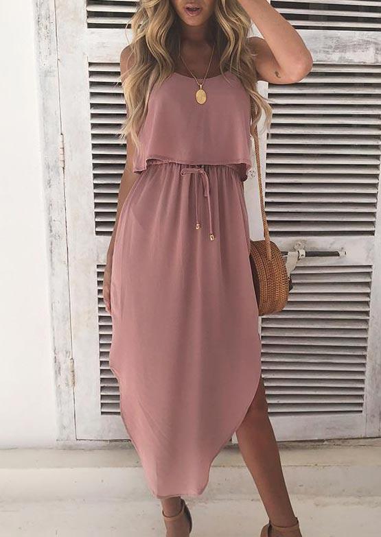 Midi Dresses Asymmetric Ruffled Drawstring Spaghetti Strap Midi Dress in Cameo Brown. Size: ,XL
Midi Dresses Asymmetric Ruffled Drawstring Spaghetti Strap Midi Dress in Cameo Brown. Size: ,XL