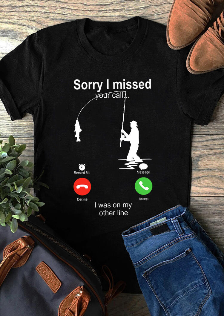 T-shirts Tees Sorry I Missed Your Call Fishing T-Shirt Tee in Black. Size: ,M,L,XL
T-shirts Tees Sorry I Missed Your Call Fishing T-Shirt Tee in Black. Size: ,M,L,XL