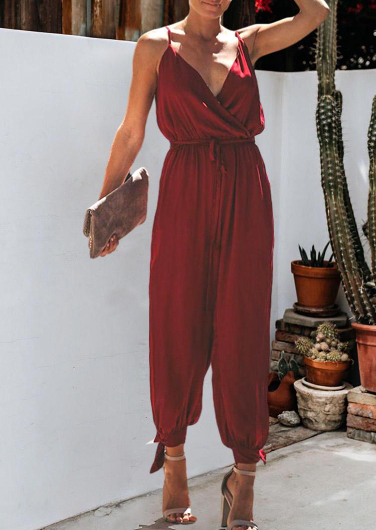 Jumpsuits & Rompers Tie Ruffled Wrap Spaghetti Strap V-Neck Jumpsuit in Burgundy. Size
Jumpsuits & Rompers Tie Ruffled Wrap Spaghetti Strap V-Neck Jumpsuit in Burgundy. Size