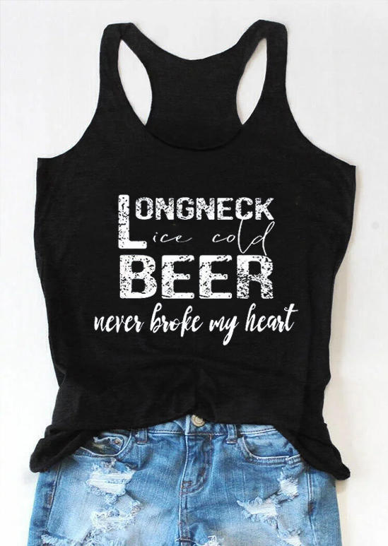 Tank Tops Long Neck Ice Cold Beer Never Broke My Heart Racerback Tank Top in Black. Size
Tank Tops Long Neck Ice Cold Beer Never Broke My Heart Racerback Tank Top in Black. Size