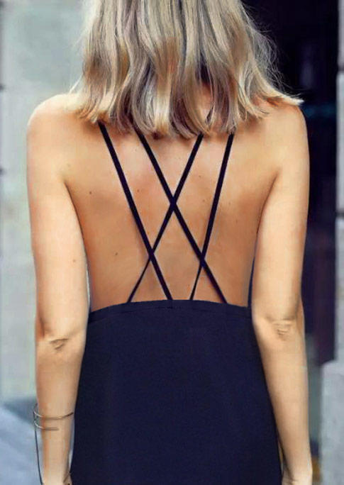Mini Dresses Criss-Cross Open Back Spaghetti Strap Mini Dress without Belt in Black. Size
Mini Dresses Criss-Cross Open Back Spaghetti Strap Mini Dress without Belt in Black. Size