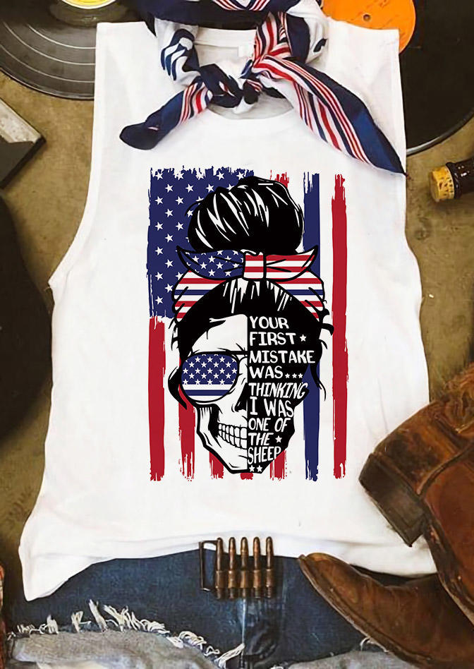 Tank Tops American Flag Skull Your First Mistake Graphic Tank Top in White. Size: ,3XL
Tank Tops American Flag Skull Your First Mistake Graphic Tank Top in White. Size: ,3XL
