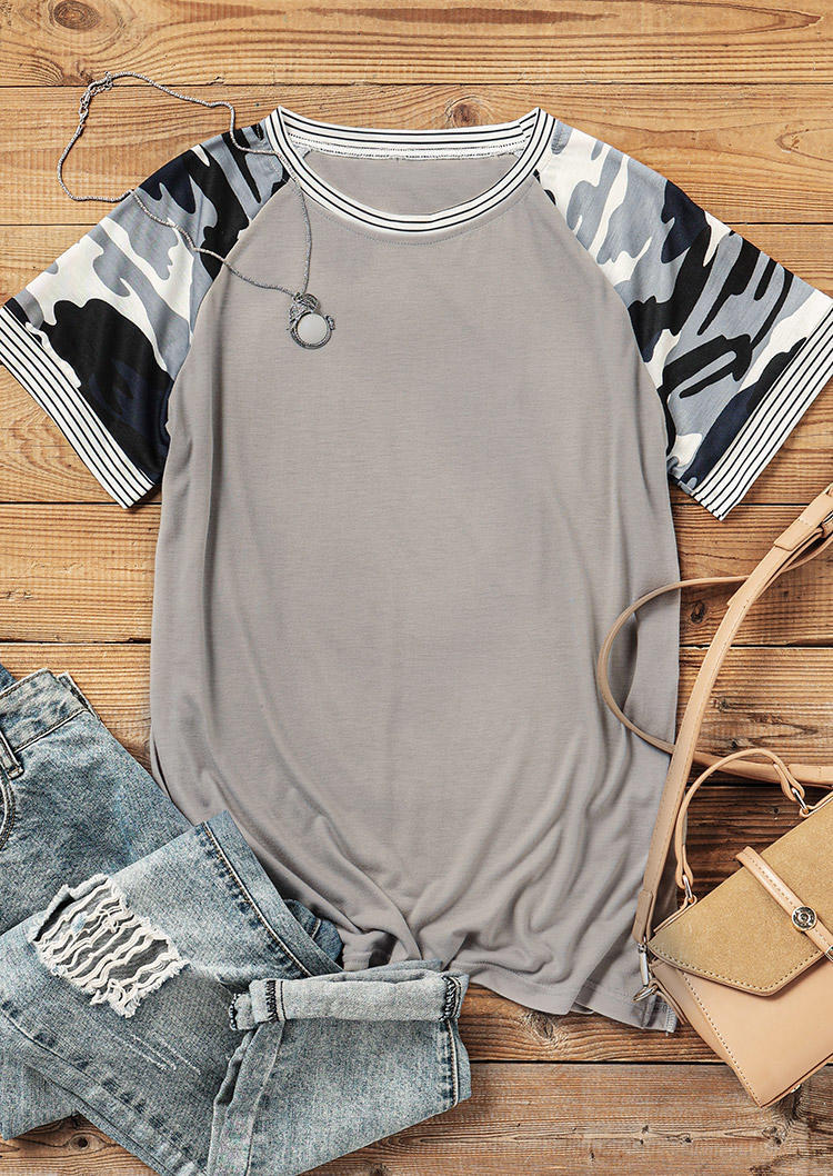 Blouses Camouflage Striped Splicing Raglan Sleeve Blouse in Gray. Size: ,L
Blouses Camouflage Striped Splicing Raglan Sleeve Blouse in Gray. Size: ,L