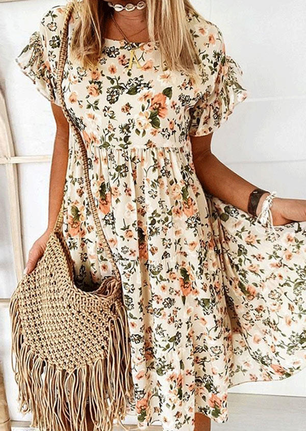 Mini Dresses Floral Ruffled Short Sleeve O-Neck Mini Dress in Multicolor. Size: ,XL
Mini Dresses Floral Ruffled Short Sleeve O-Neck Mini Dress in Multicolor. Size: ,XL