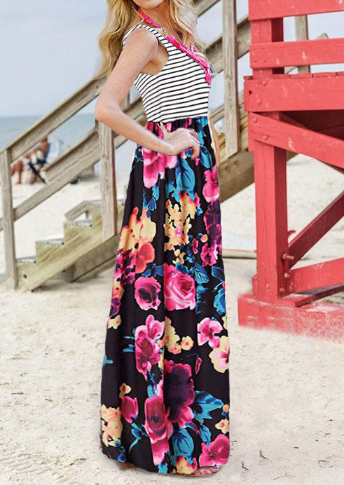 Maxi Dresses Striped Floral Splicing Pocket Sleeveless Maxi Dress in Multicolor. Size: ,M,L,XL
Maxi Dresses Striped Floral Splicing Pocket Sleeveless Maxi Dress in Multicolor. Size: ,M,L,XL