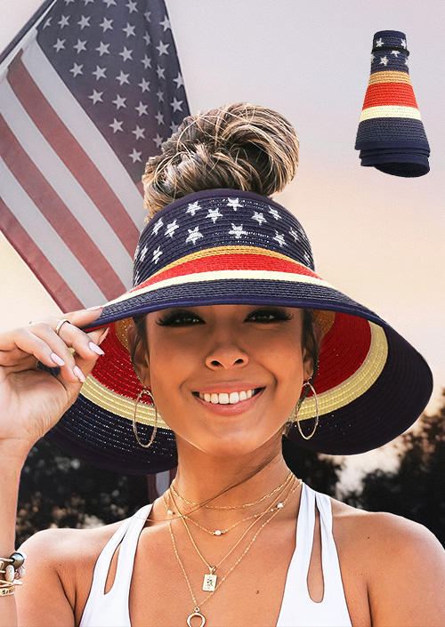 Hats American Flag Star Striped Hollow Out Rolled Up Straw Hat in Multicolor. Size
Hats American Flag Star Striped Hollow Out Rolled Up Straw Hat in Multicolor. Size