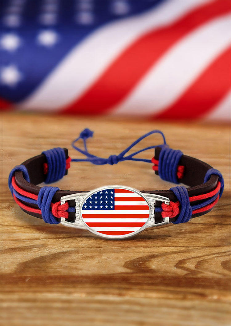 Bracelet American Flag Star Striped Adjustable Braided Bracelet in Multicolor. Size
Bracelet American Flag Star Striped Adjustable Braided Bracelet in Multicolor. Size