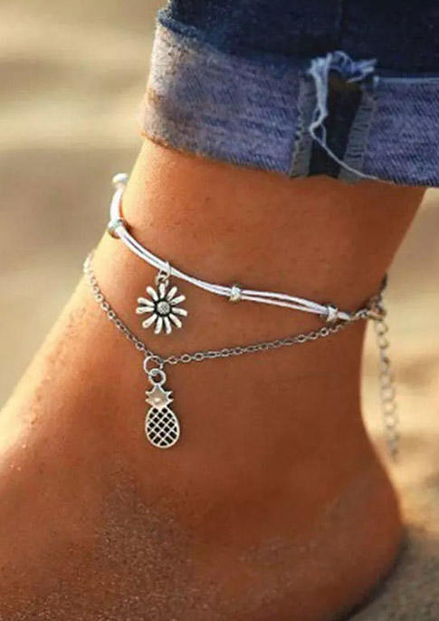 Body Jewelry Sunflower Hollow Out Pineapple Dual-Layered Anklet in Silver. Size
Body Jewelry Sunflower Hollow Out Pineapple Dual-Layered Anklet in Silver. Size