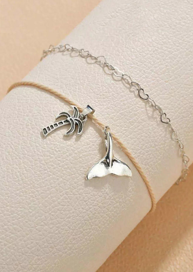 Body Jewelry 2Pcs Beach Style Coconut Fishtail Pendant Heart Anklet Set in Silver. Size
Body Jewelry 2Pcs Beach Style Coconut Fishtail Pendant Heart Anklet Set in Silver. Size